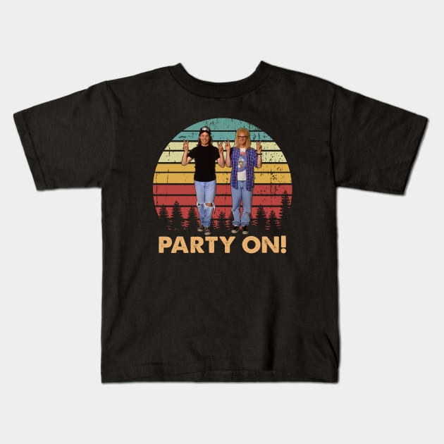 Party On Vintage Kids T-Shirt by yasine-bono